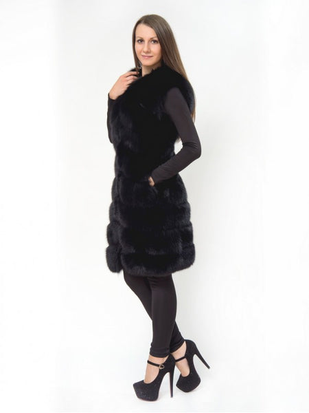 Black arctic fox vest Cleopatra