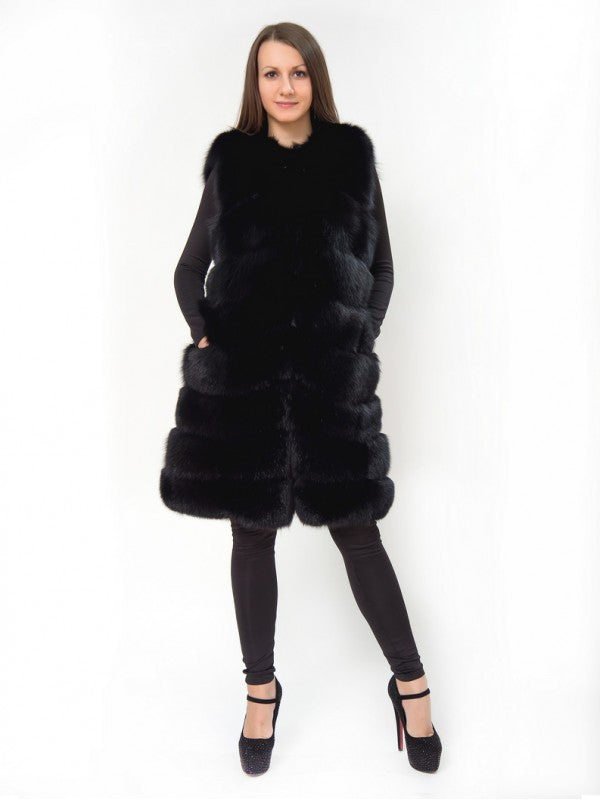 Black arctic fox vest Cleopatra
