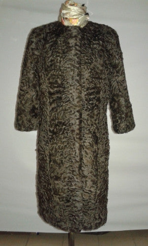 Grey karakul fur coat Monifa