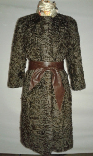 Grey karakul fur coat Monifa