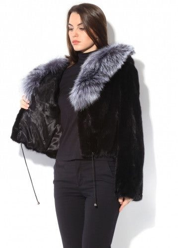 Black mink fur coat Annabel