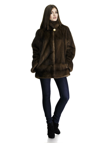 Brown mink fur coat Ofelia