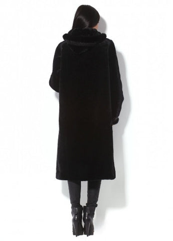 Black mouton fur coat Madeleine