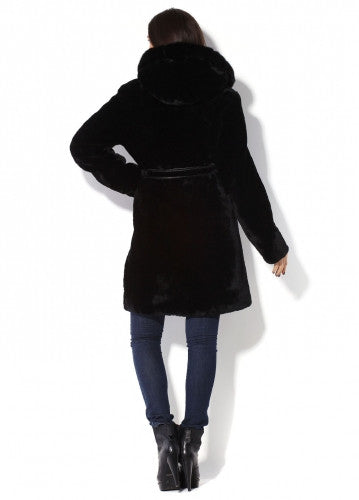 Black mouton fur coat Mirabella