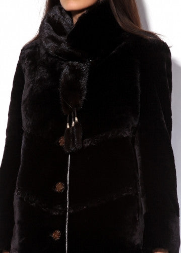 Brown mouton fur coat Aza