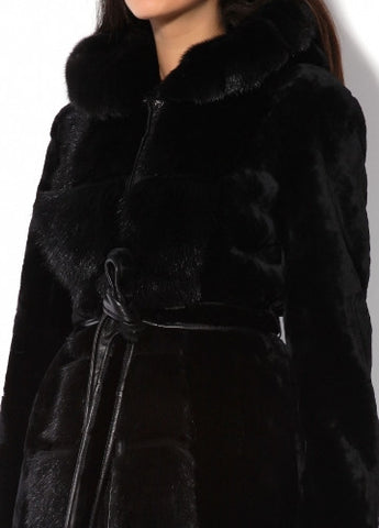 Black mouton fur coat Mirabella