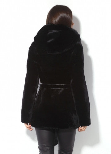 Black mouton fur coat Julia