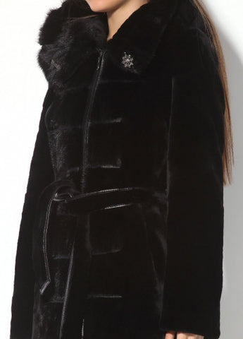 Black mouton fur coat Julia