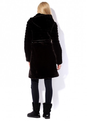 Black mouton fur coat Masha