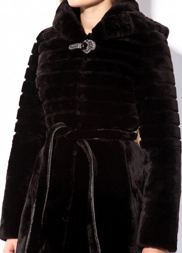 Black mouton fur coat Masha