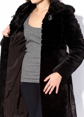 Black mouton fur coat Masha