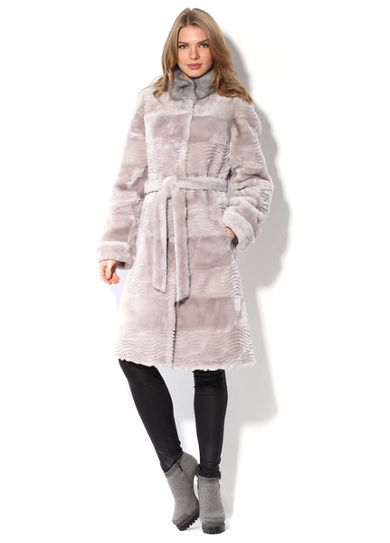 Beige mouton fur coat Genuefa