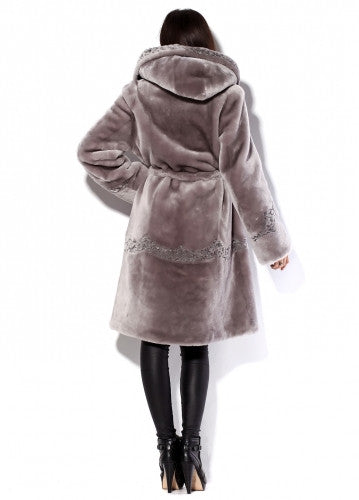 Grey mouton fur coat Byata