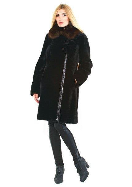 Brown mouton fur coat Alexandra