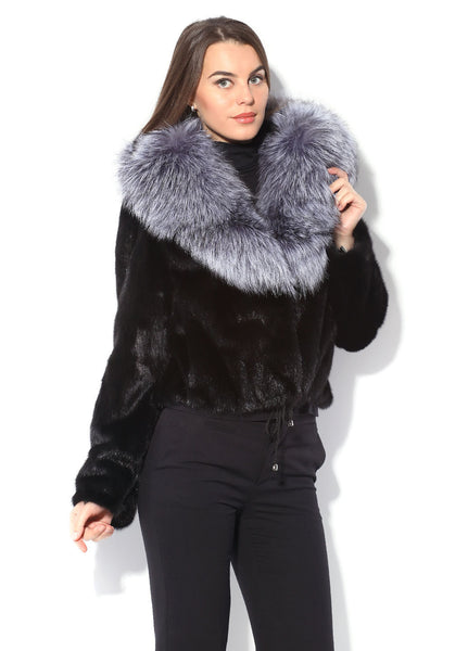 Black mink fur coat Annabel