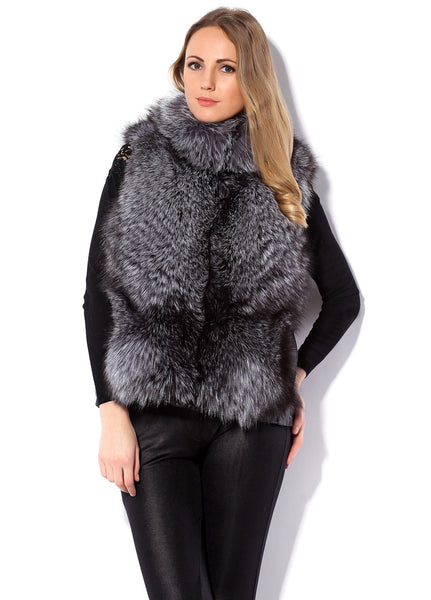 Grey silver fox vest  Lucinda