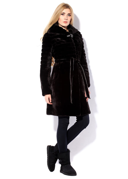 Black mouton fur coat Masha