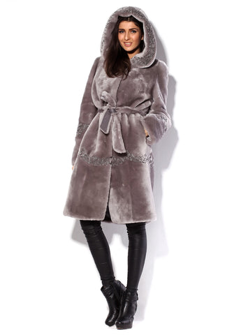 Grey mouton fur coat Byata