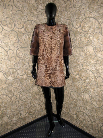 Brown karakul fur coat Anais