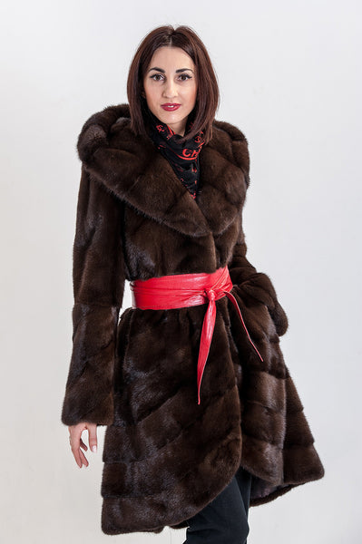 Brown mink fur coat Caroline