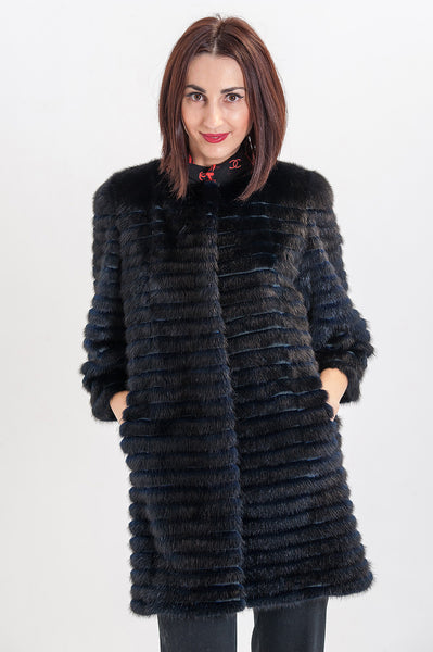 Black mink fur coat Cassandra