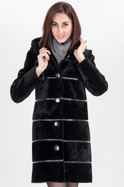 Black mouton fur coat Marta