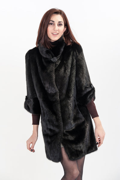 Black mink fur coat Paula