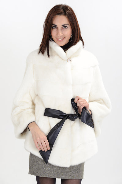 White mink fur coat Tereza