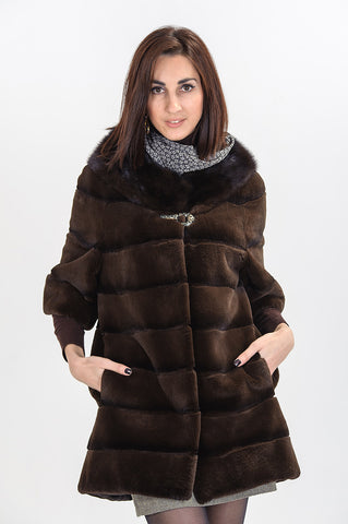 Brown beaver fur coat Сhelsea