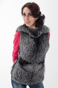 Black silver fox vest  Sofia