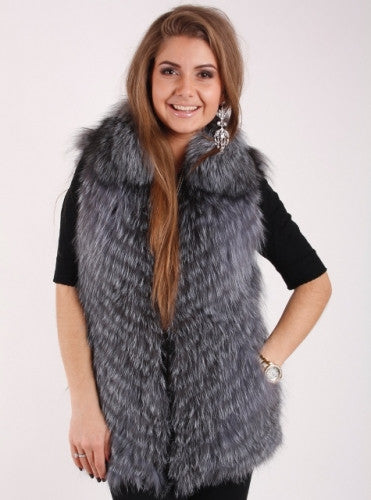 Grey silver fox vest  Marina