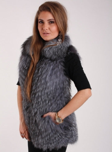 Grey silver fox vest  Marina