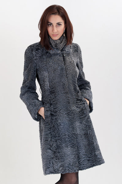 Grey karakul fur coat Sharee