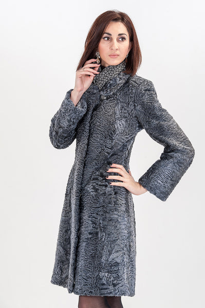 Grey karakul fur coat Sharee