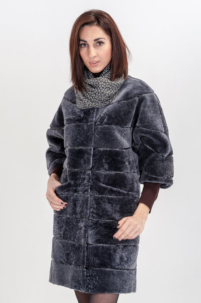 Grey mouton fur coat Undine