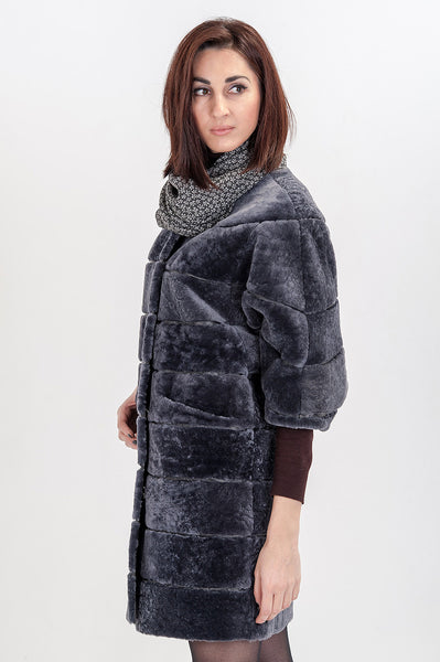 Grey mouton fur coat Undine