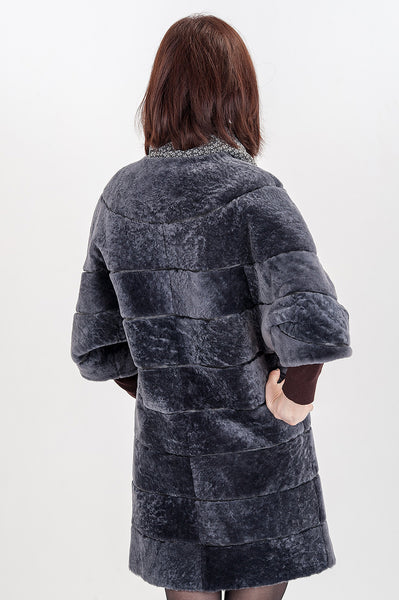 Grey mouton fur coat Undine