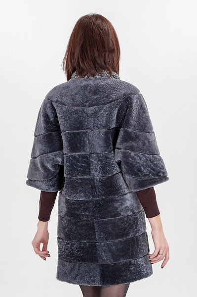 Grey mouton fur coat Undine