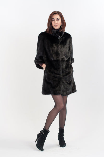 Black mink fur coat Paula