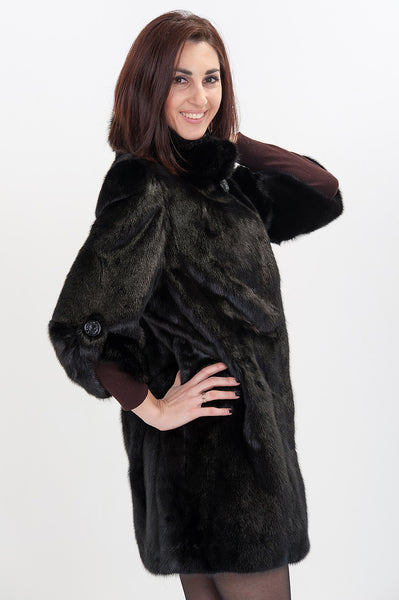 Black mink fur coat Paula