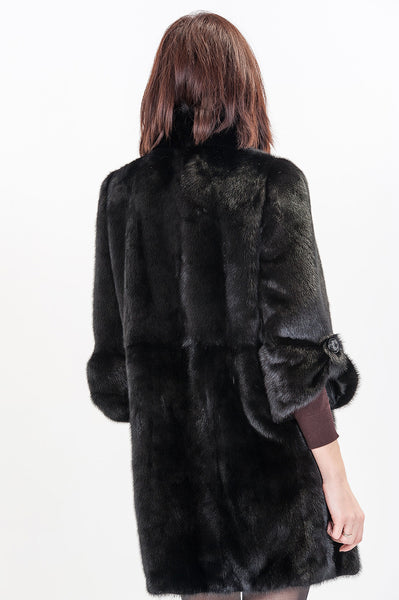 Black mink fur coat Paula