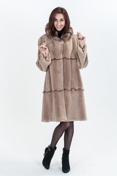 Brown beaver fur coat Jacqueline