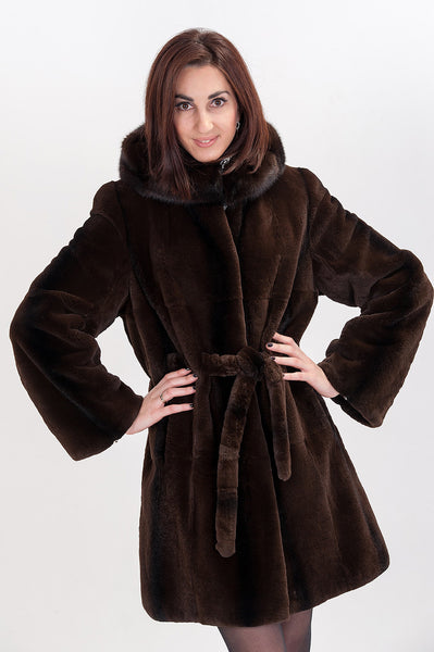 Brown beaver fur coat Natali