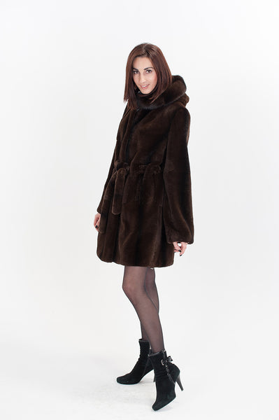 Brown beaver fur coat Natali