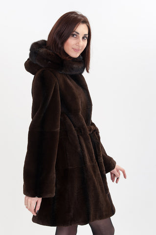 Brown beaver fur coat Natali