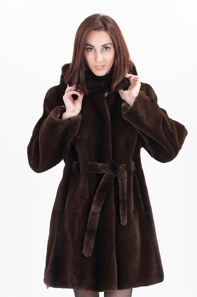 Brown beaver fur coat Natali