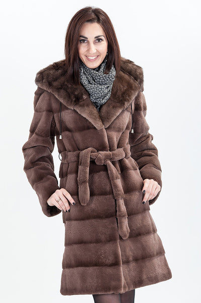 Brown beaver fur coat Nadia