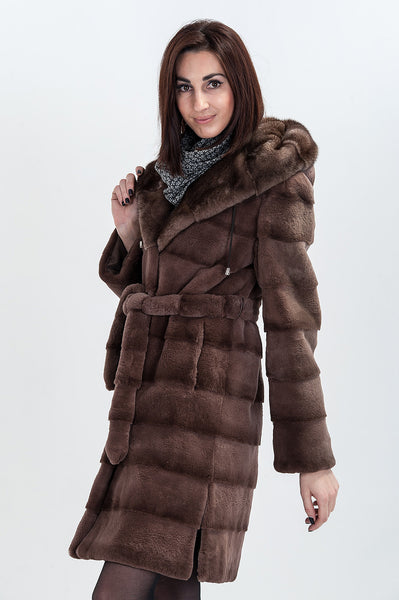 Brown beaver fur coat Nadia