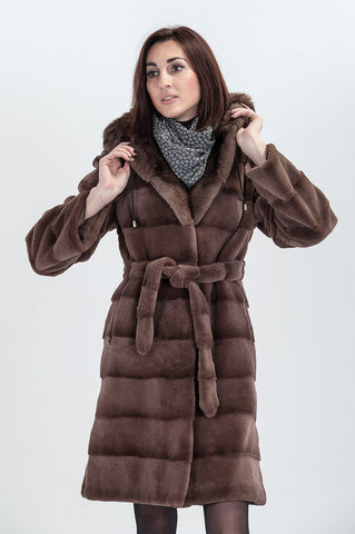 Brown beaver fur coat Nadia