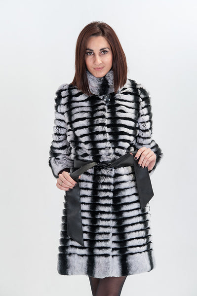 Striped beaver fur coat Stefa